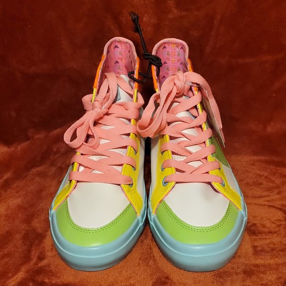 NEW DC Comics Wonder Woman 1984 Bright Neon High Top Sneakers Size 7 - Picture 2 of 5